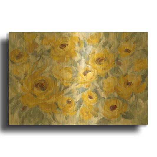 'Yellow Roses' By Silvia Vassileva Gold Metal Wall Art