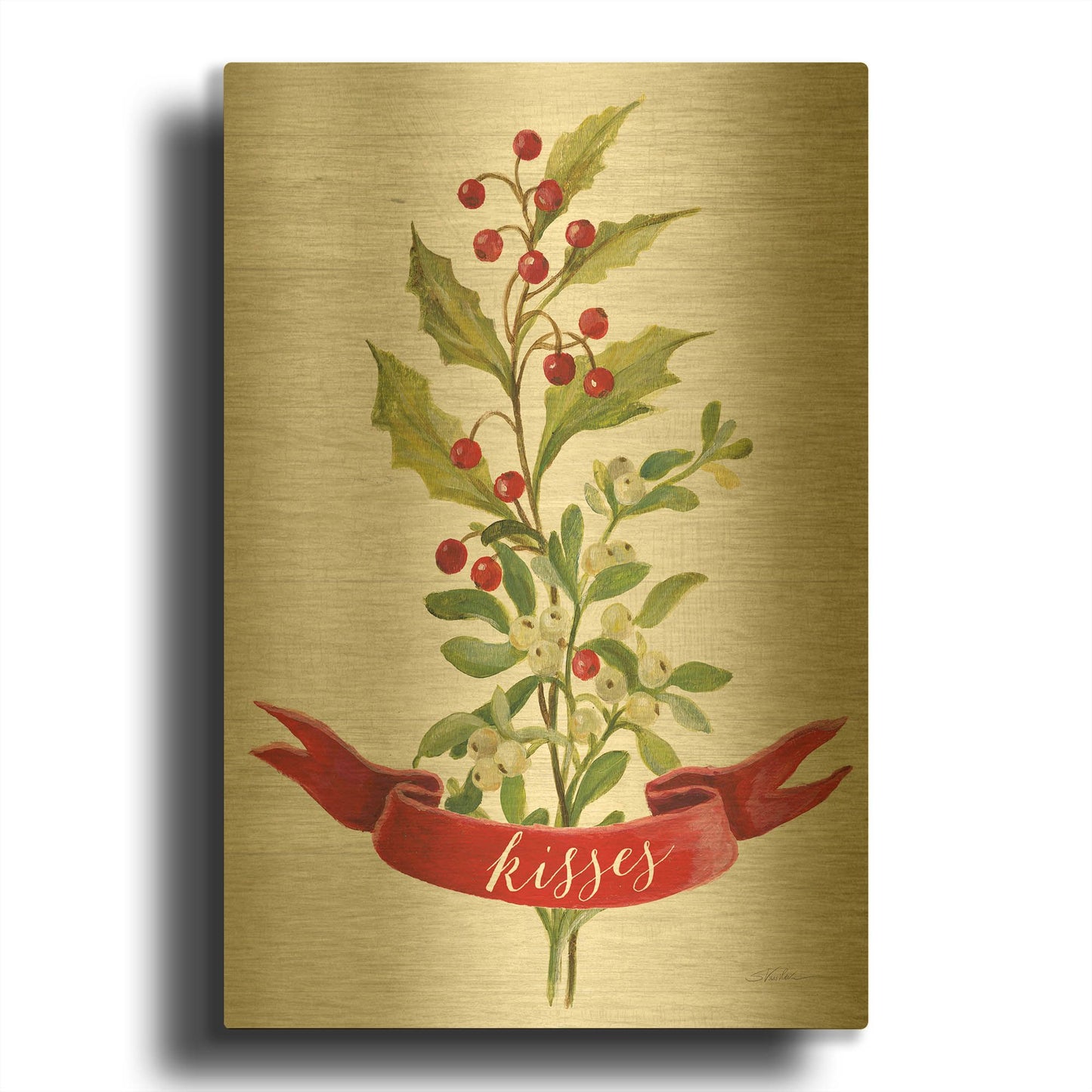 'Christmas Moments V' By Silvia Vassileva Gold Metal Wall Art