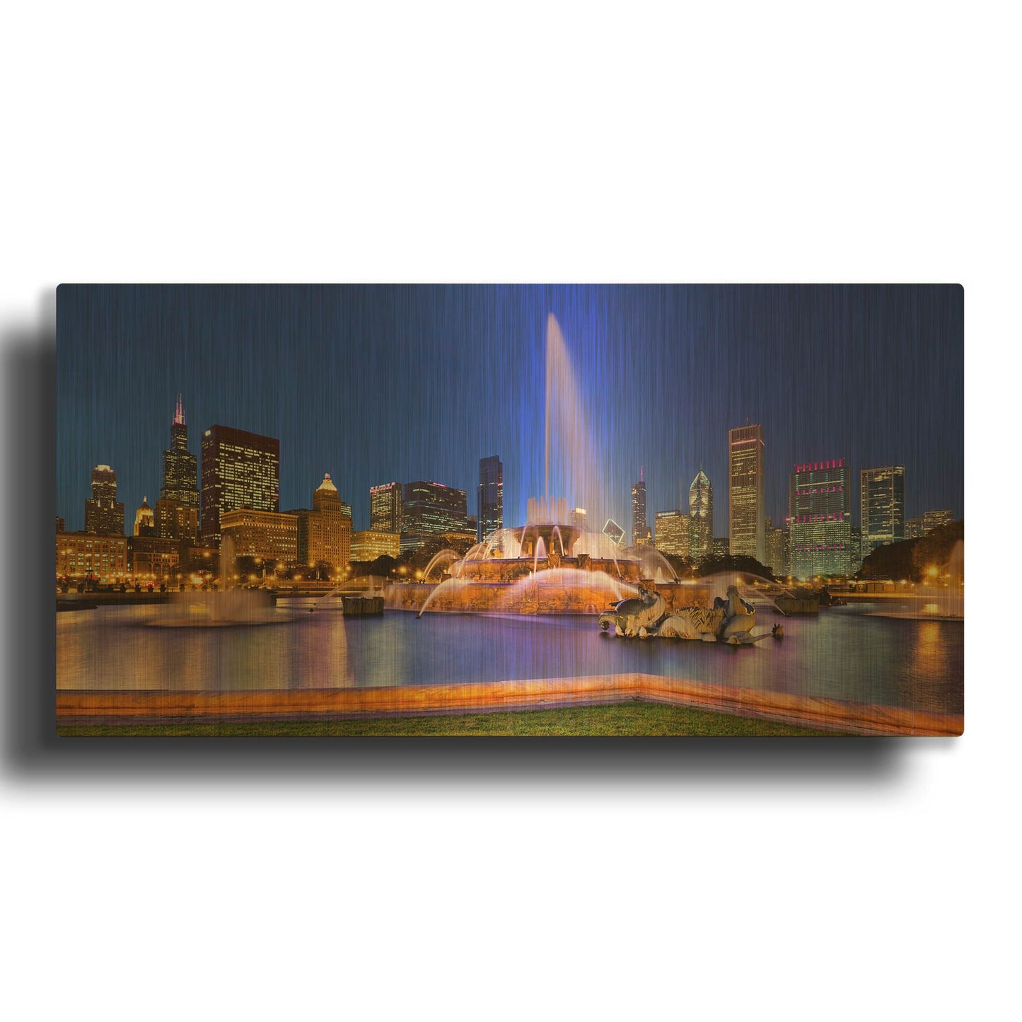 'Buckfountain Dusk' By Larry Malvin Gold Metal Wall Art
