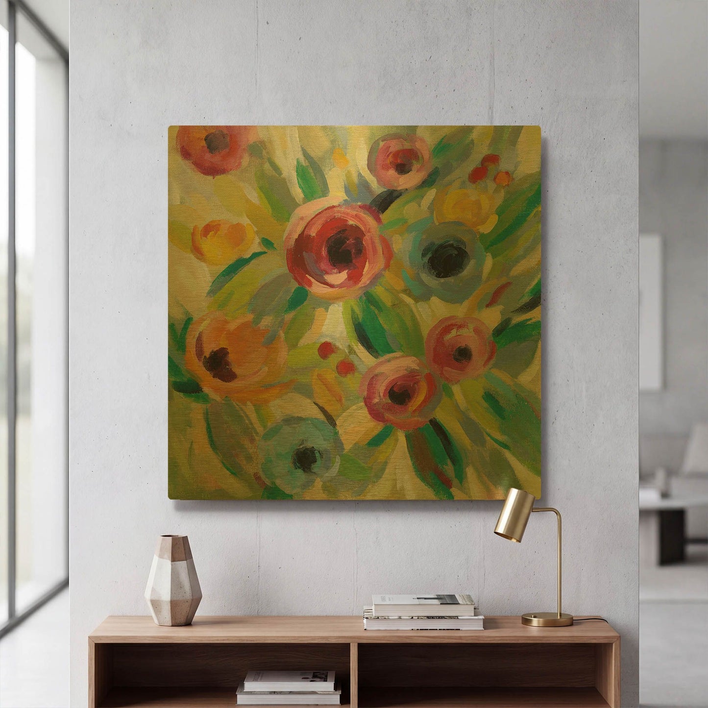 'Vivid Coral Floral II' By Silvia Vassileva Gold Metal Wall Art