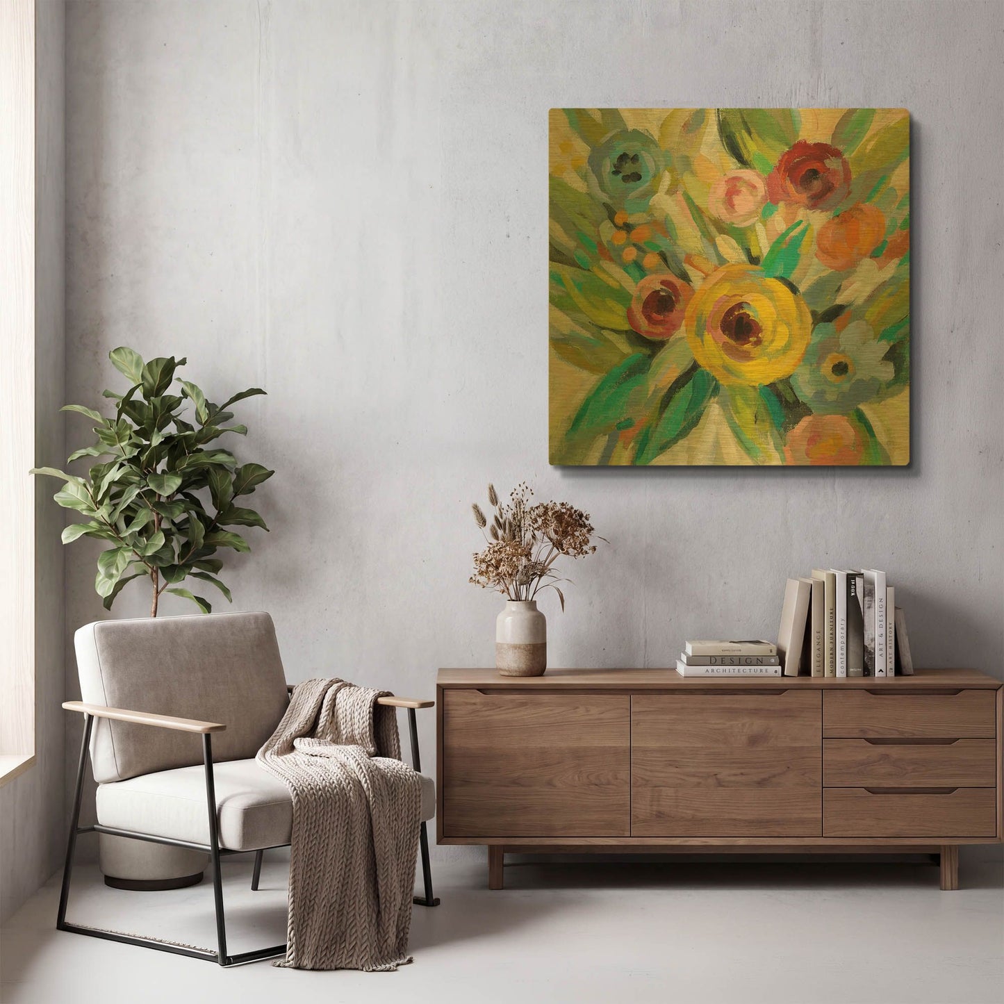 'Vivid Coral Floral III' By Silvia Vassileva Gold Metal Wall Art