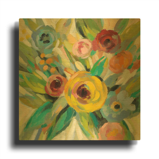 'Vivid Coral Floral III' By Silvia Vassileva Gold Metal Wall Art
