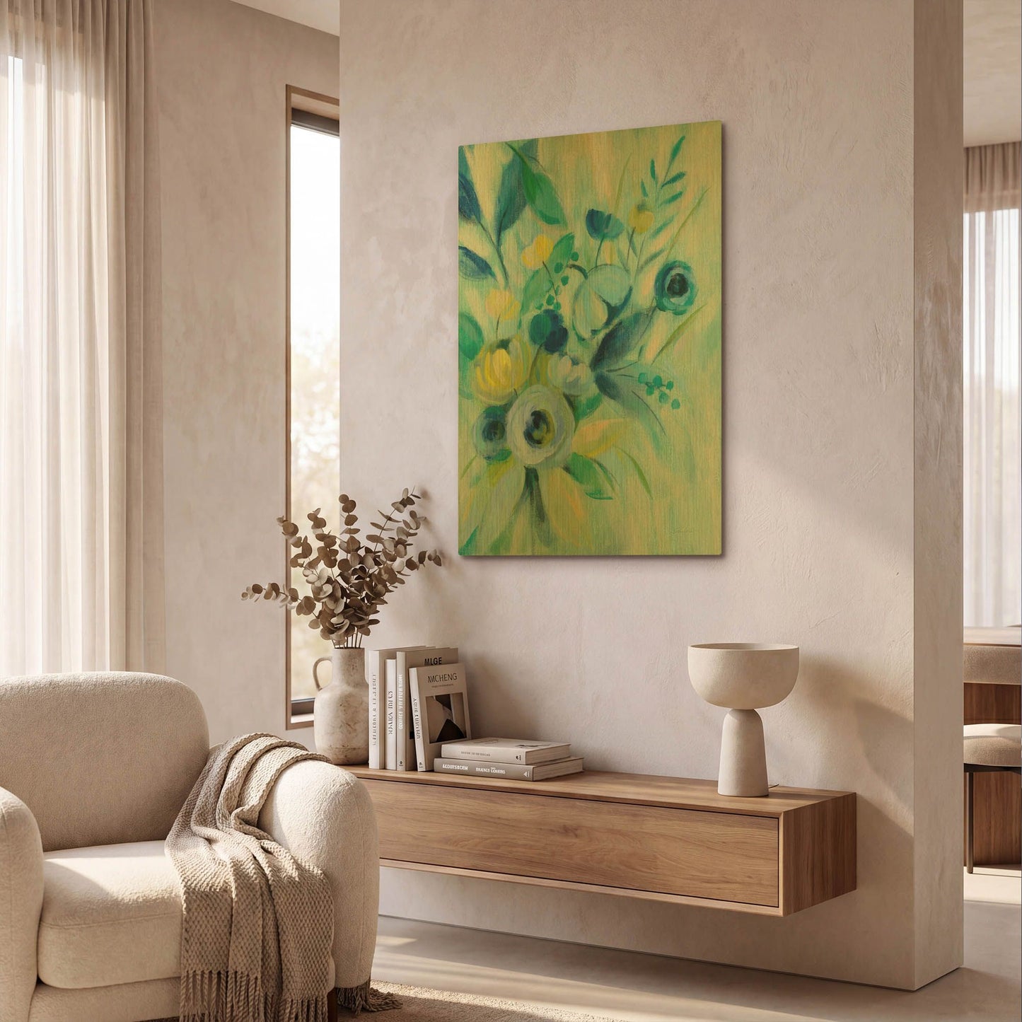 'Elegant Blue Floral I' By Silvia Vassileva Gold Metal Wall Art