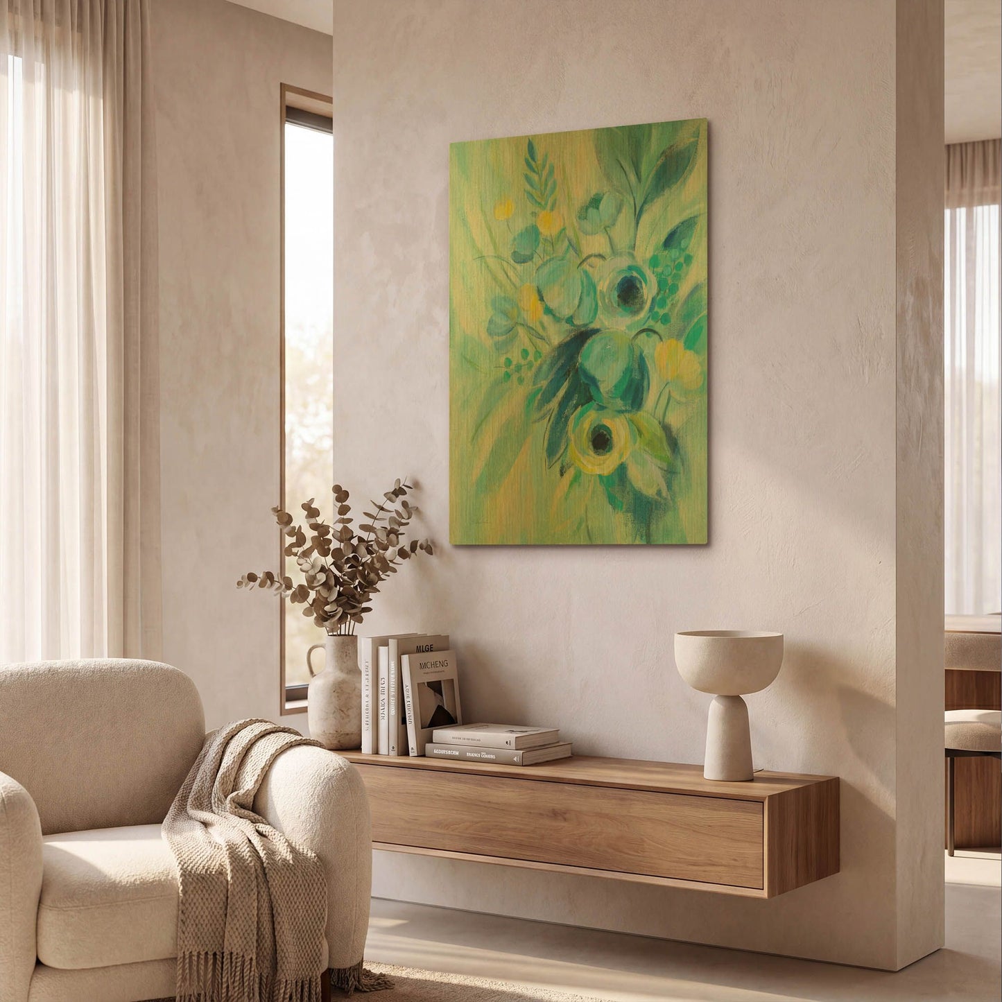 'Elegant Blue Floral II' By Silvia Vassileva Gold Metal Wall Art