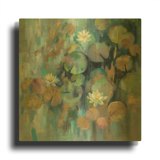'Magic Lily Pond' By Silvia Vassileva Gold Metal Wall Art