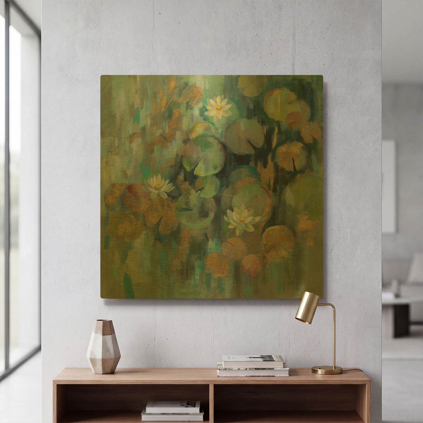 'Magic Lily Pond' By Silvia Vassileva Gold Metal Wall Art