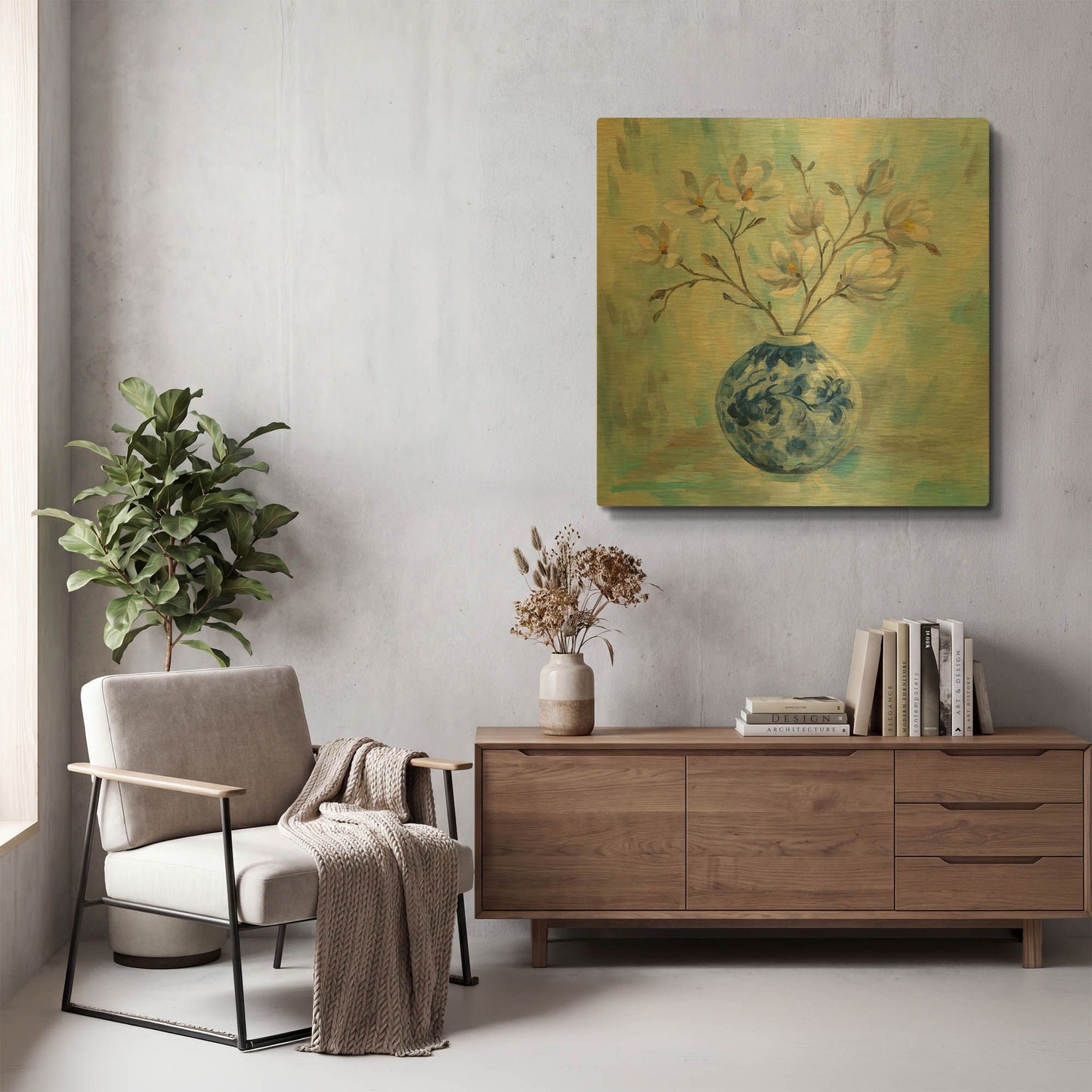 'Chinoiserie and Branches' By Silvia Vassileva Gold Metal Wall Art