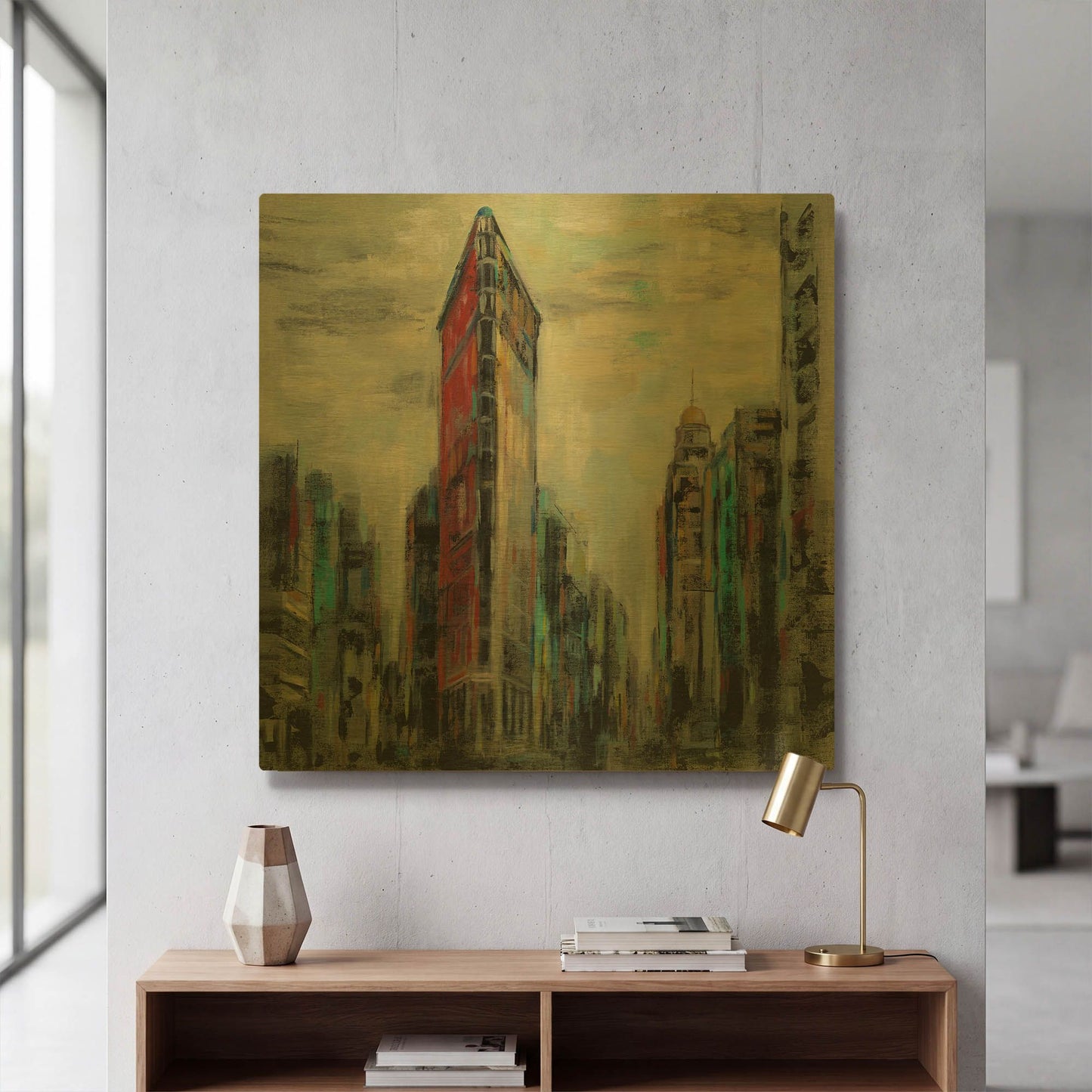 'Manhattan Flatiron Building' By Silvia Vassileva Gold Metal Wall Art