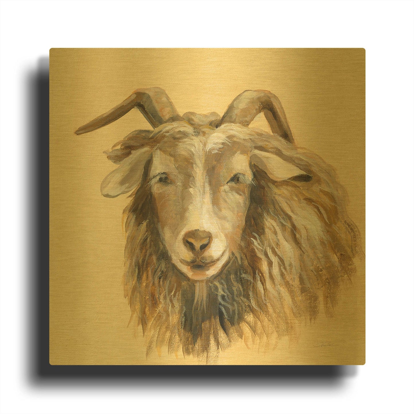 'Highland Animal Sheep' By Silvia Vassileva Gold Metal Wall Art