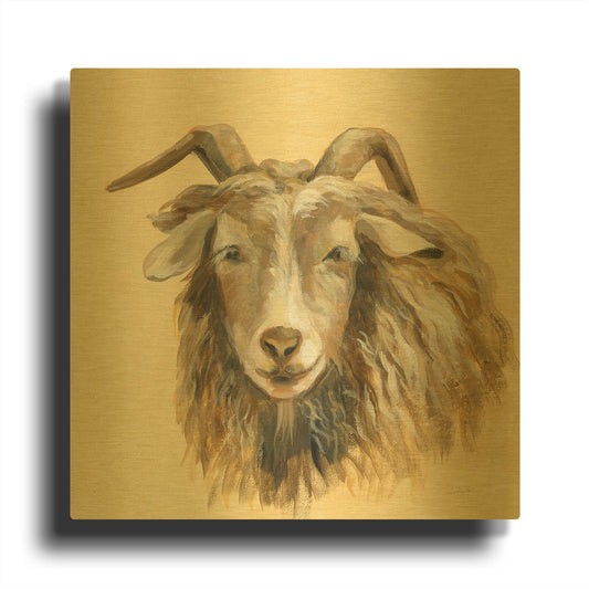 'Highland Animal Sheep' By Silvia Vassileva Gold Metal Wall Art