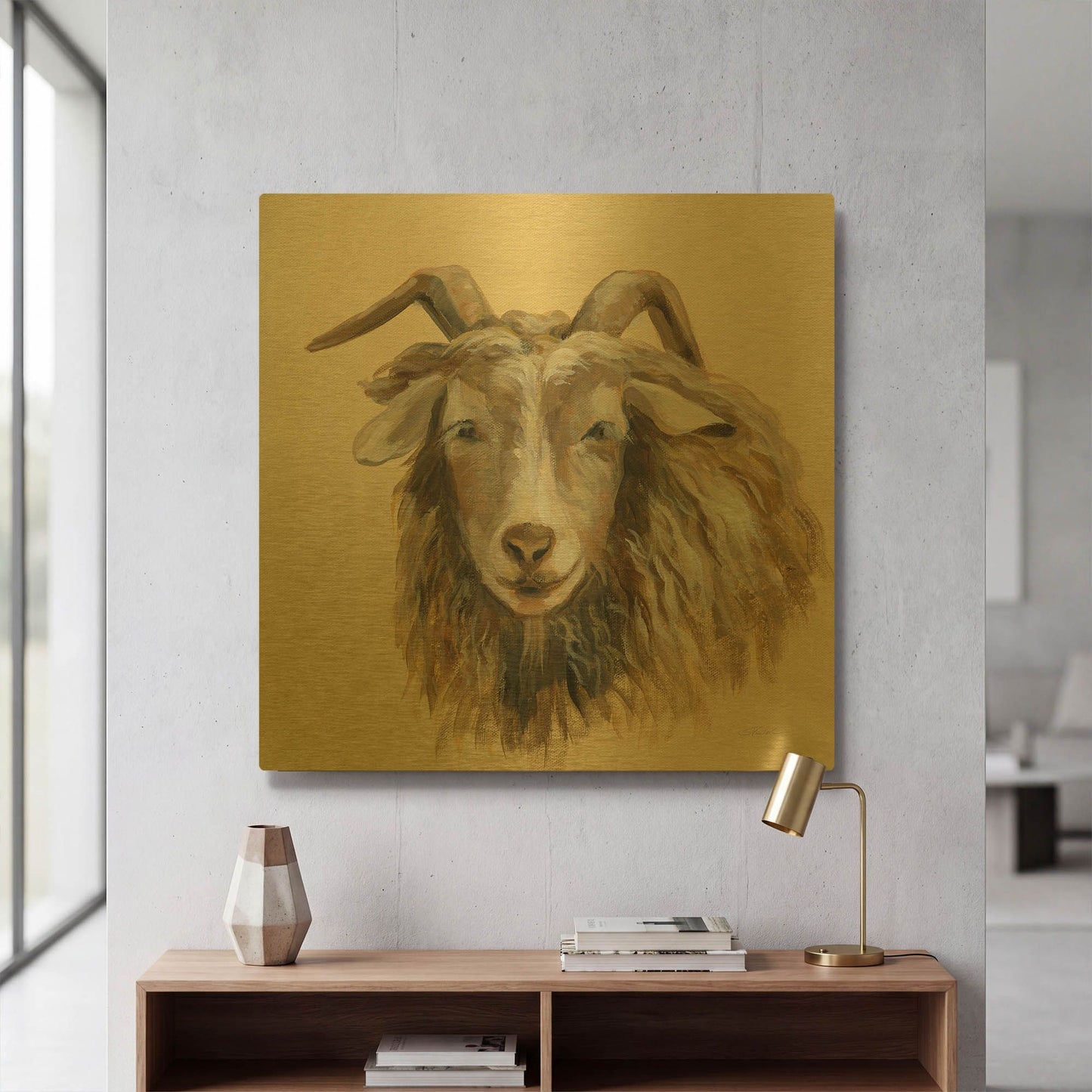 'Highland Animal Sheep' By Silvia Vassileva Gold Metal Wall Art