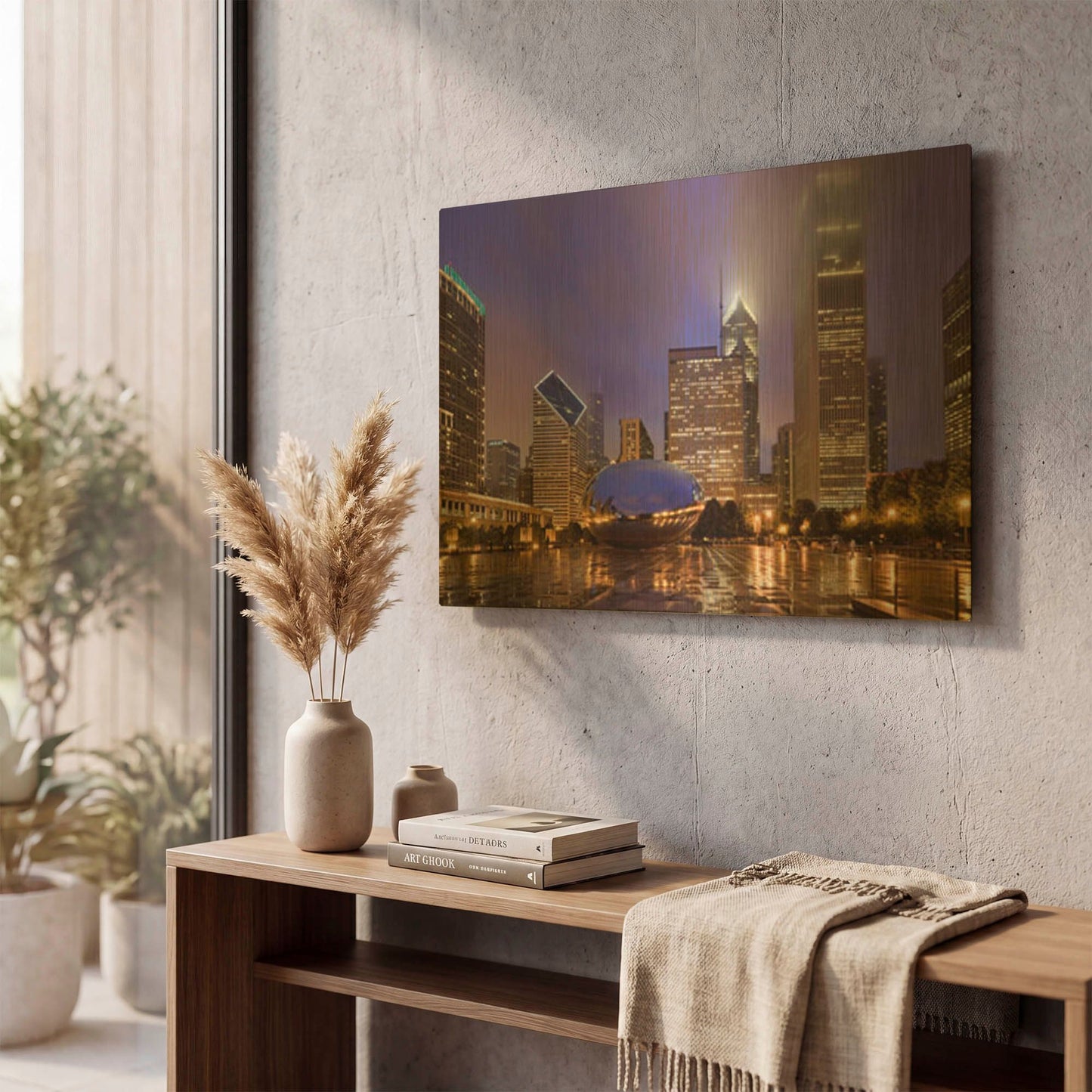 'Bean Rain' By Larry Malvin Gold Metal Wall Art