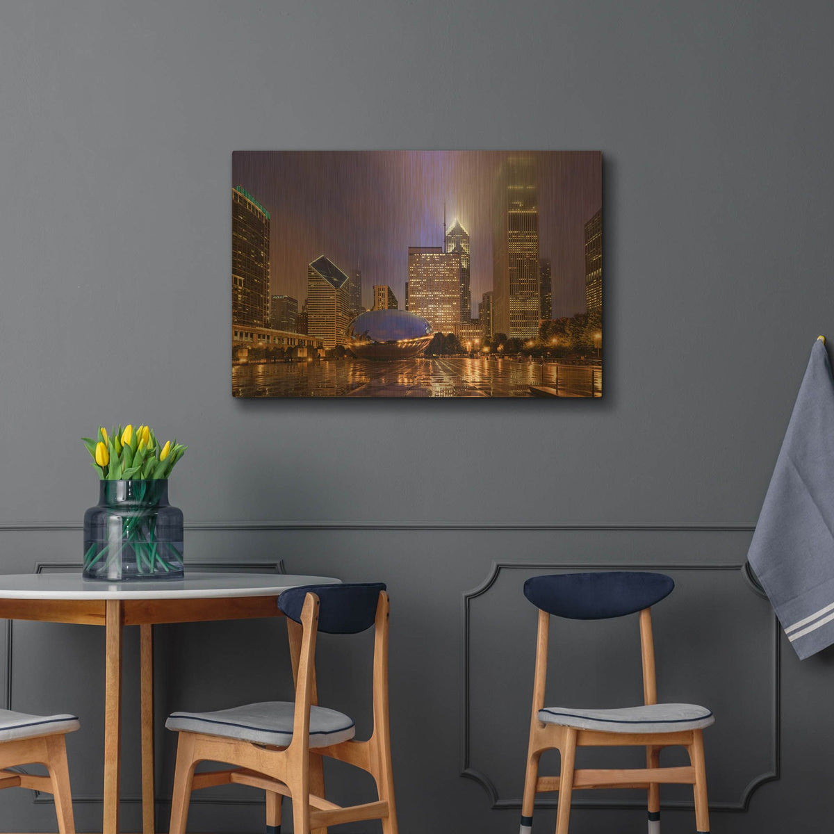 'Bean Rain' By Larry Malvin Gold Metal Wall Art