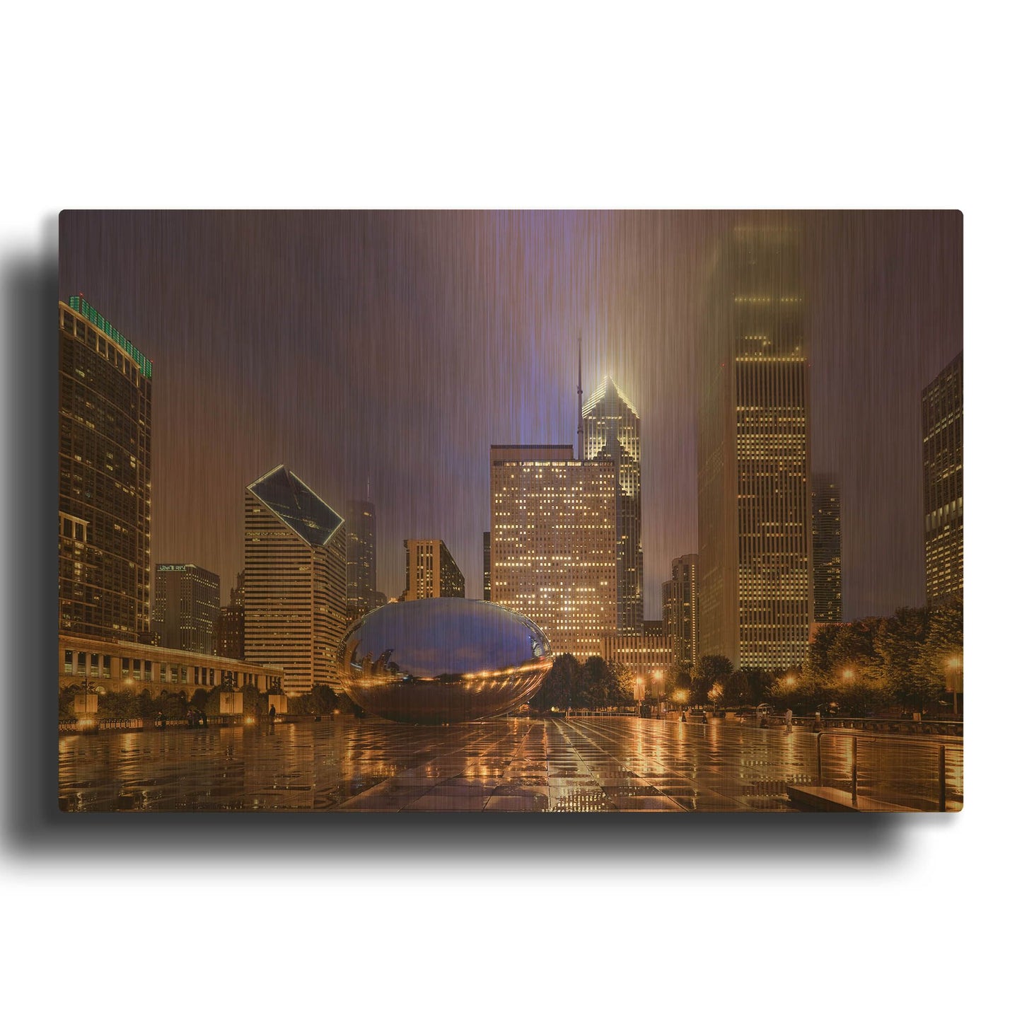 'Bean Rain' By Larry Malvin Gold Metal Wall Art