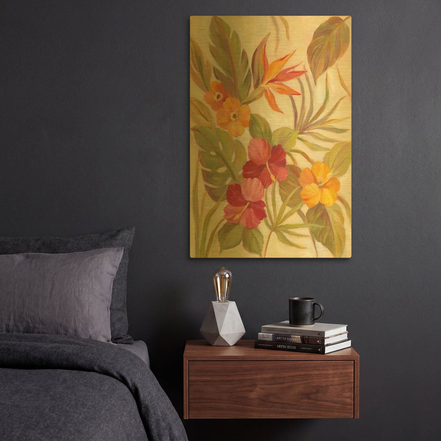 'Coral Tropical Floral I' By Silvia Vassileva Gold Metal Wall Art