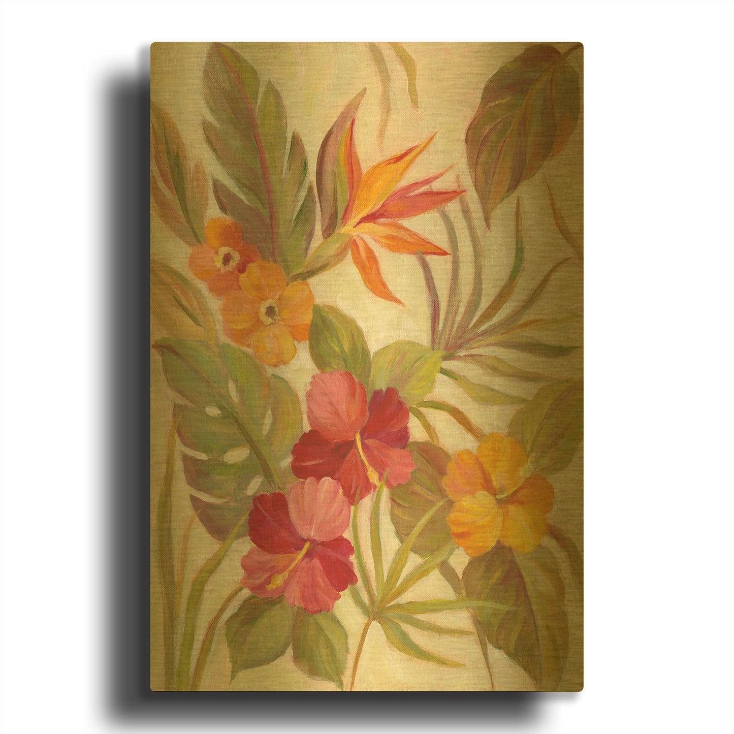 'Coral Tropical Floral I' By Silvia Vassileva Gold Metal Wall Art