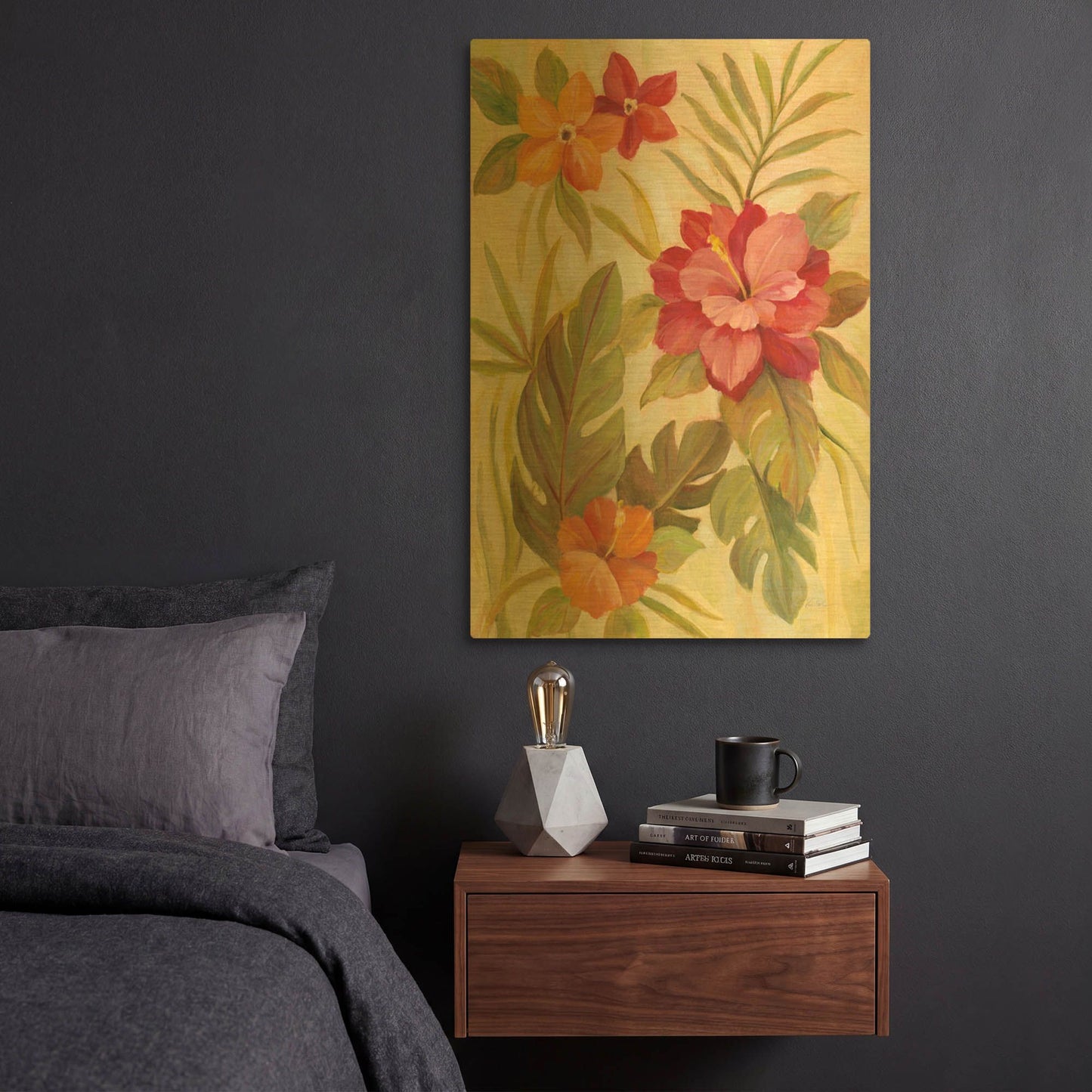 'Coral Tropical Floral II' By Silvia Vassileva Gold Metal Wall Art