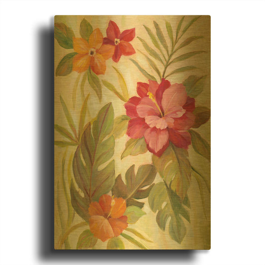 'Coral Tropical Floral II' By Silvia Vassileva Gold Metal Wall Art