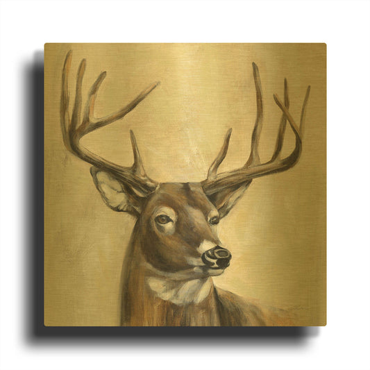 'Bronze Deer' By Silvia Vassileva Gold Metal Wall Art