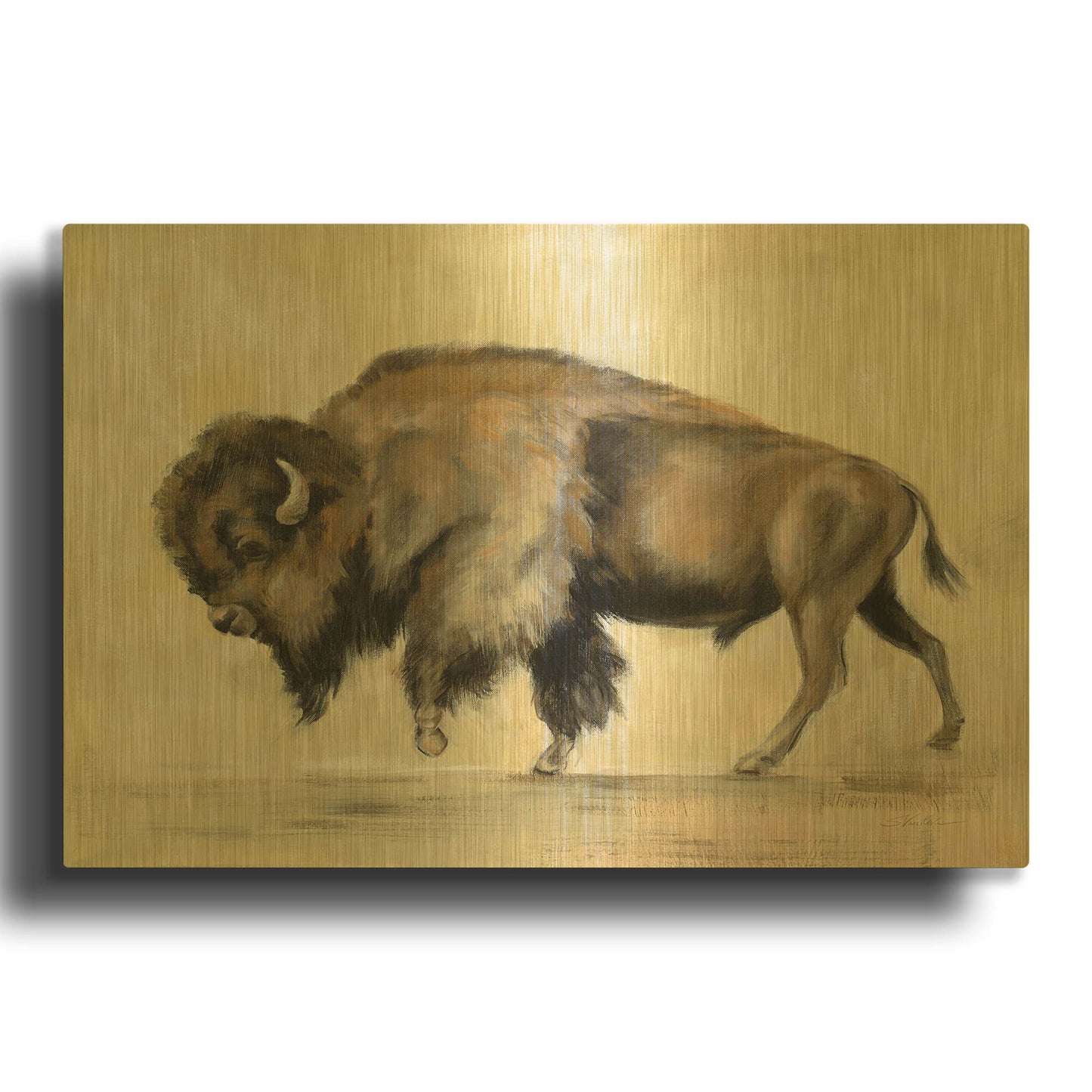 'Bronze Buffalo' By Silvia Vassileva Gold Metal Wall Art