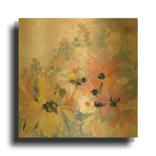 'June Flower Bed' By Silvia Vassileva Gold Metal Wall Art