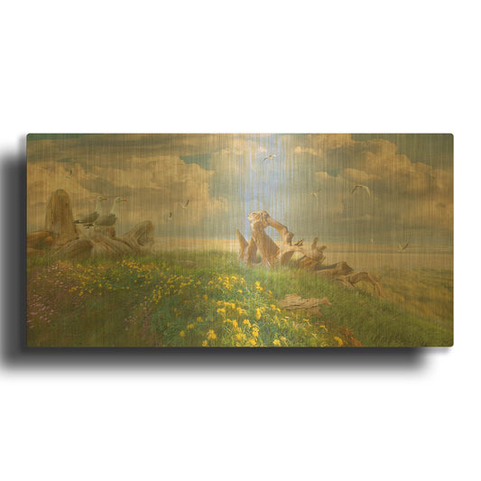 'Beach Lookouts' By Steve Hunziker OOB Gold Metal Wall Art