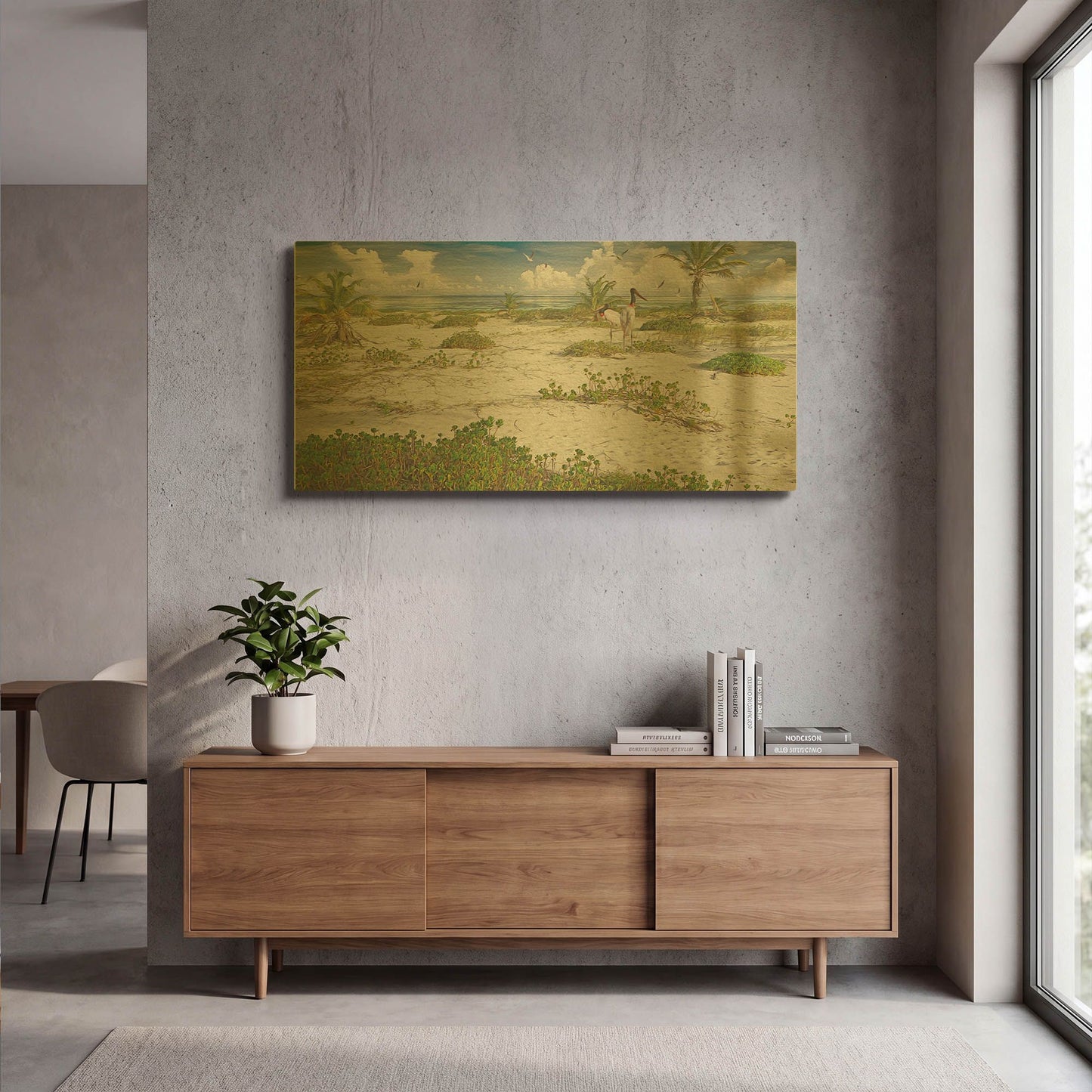 'Tropical Loners' By Steve Hunziker OOB Gold Metal Wall Art