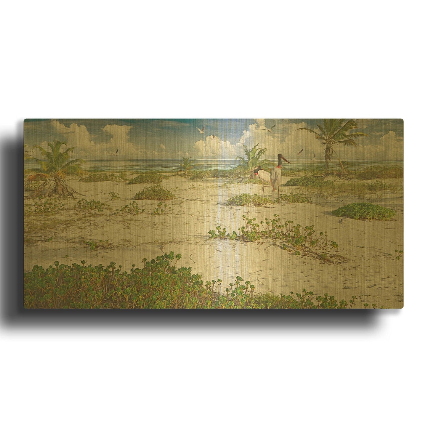 'Tropical Loners' By Steve Hunziker OOB Gold Metal Wall Art