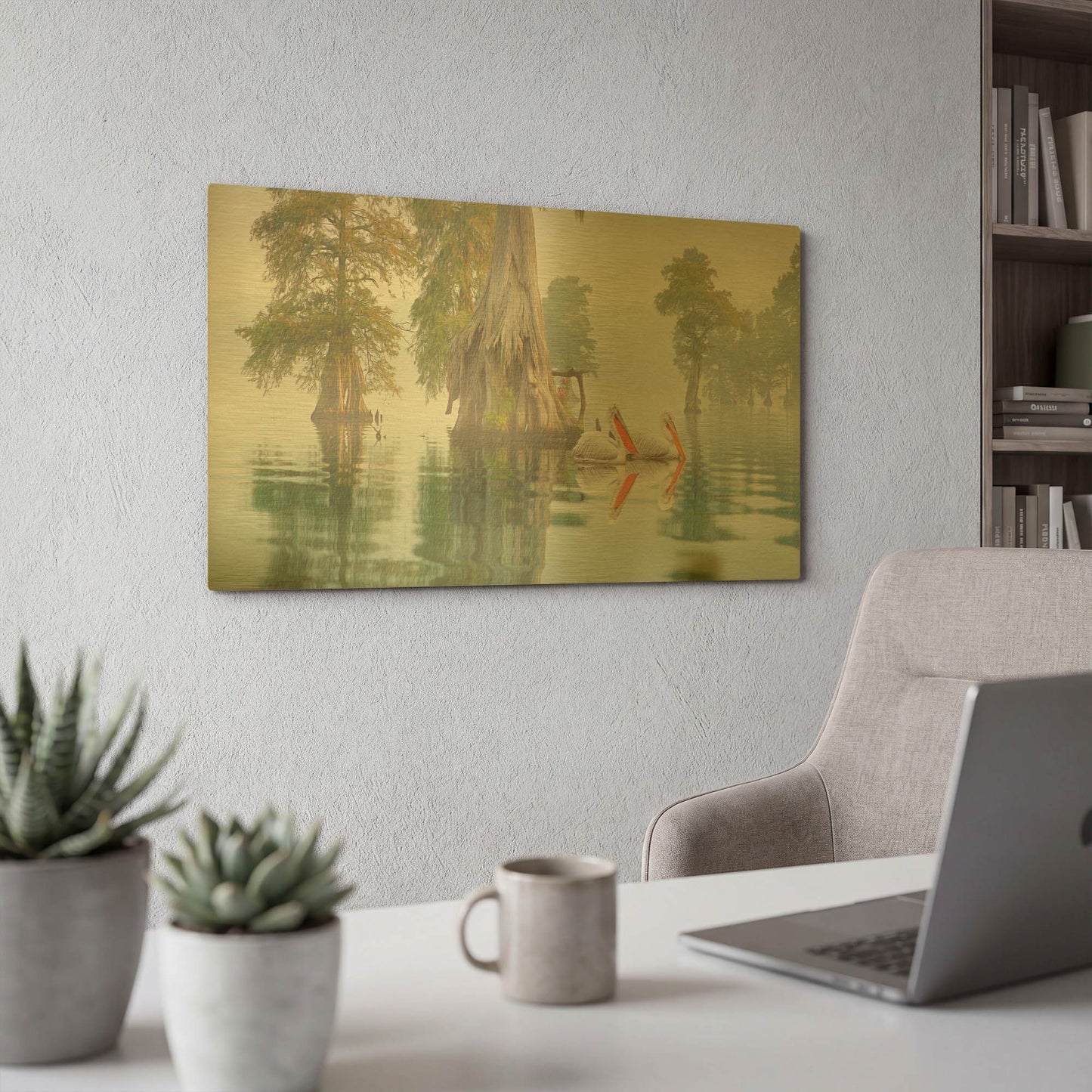 'Still Waters' By Steve Hunziker OOB Gold Metal Wall Art