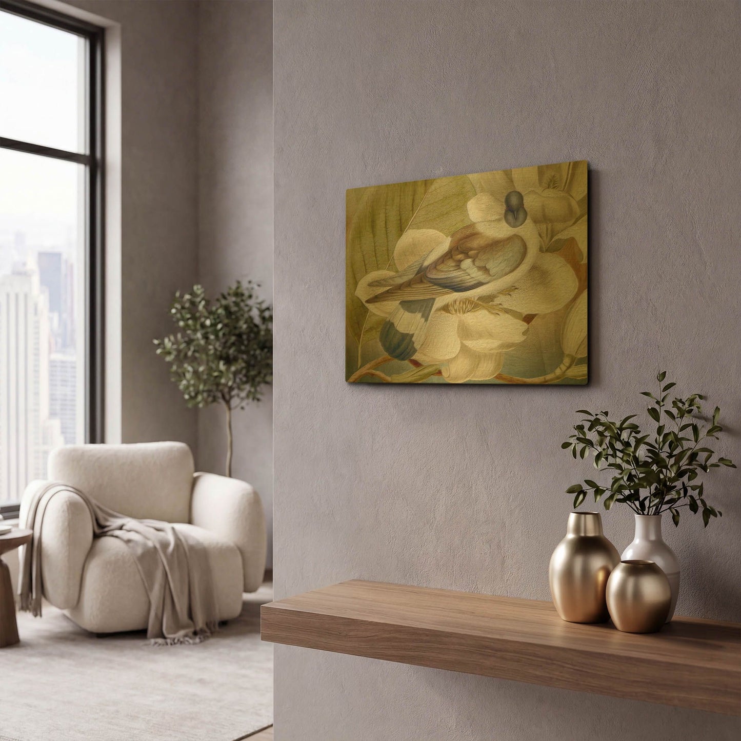 'Painted Plumage One' By Steve Hunziker OOB Gold Metal Wall Art