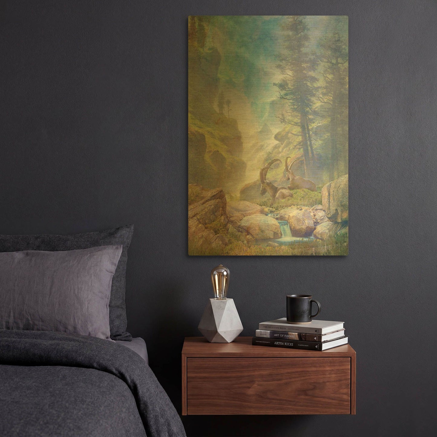 'Bighorn Falls' By Steve Hunziker OOB Gold Metal Wall Art