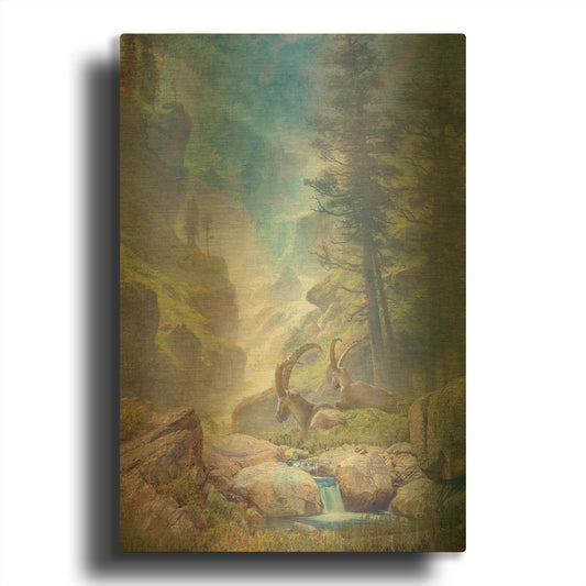 'Bighorn Falls' By Steve Hunziker OOB Gold Metal Wall Art