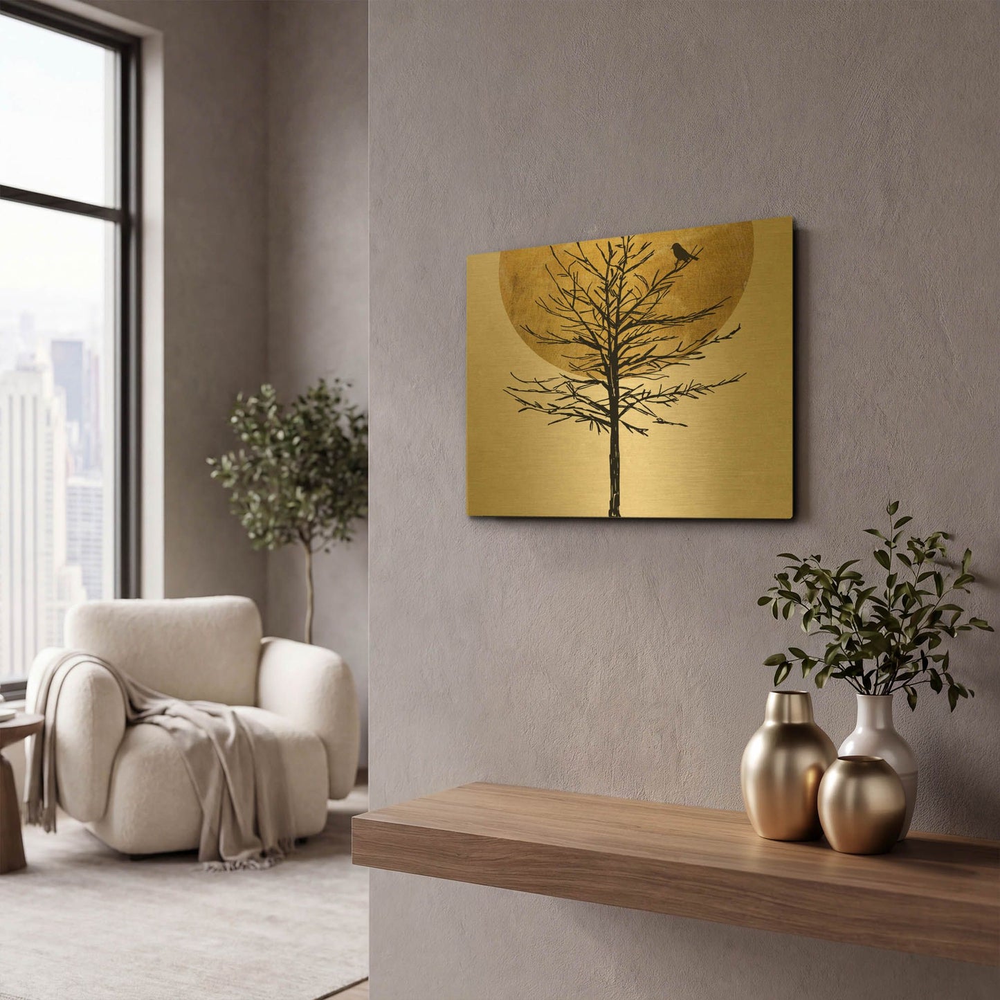 'Moon Tree 1' By Karen Smith Gold Metal Wall Art