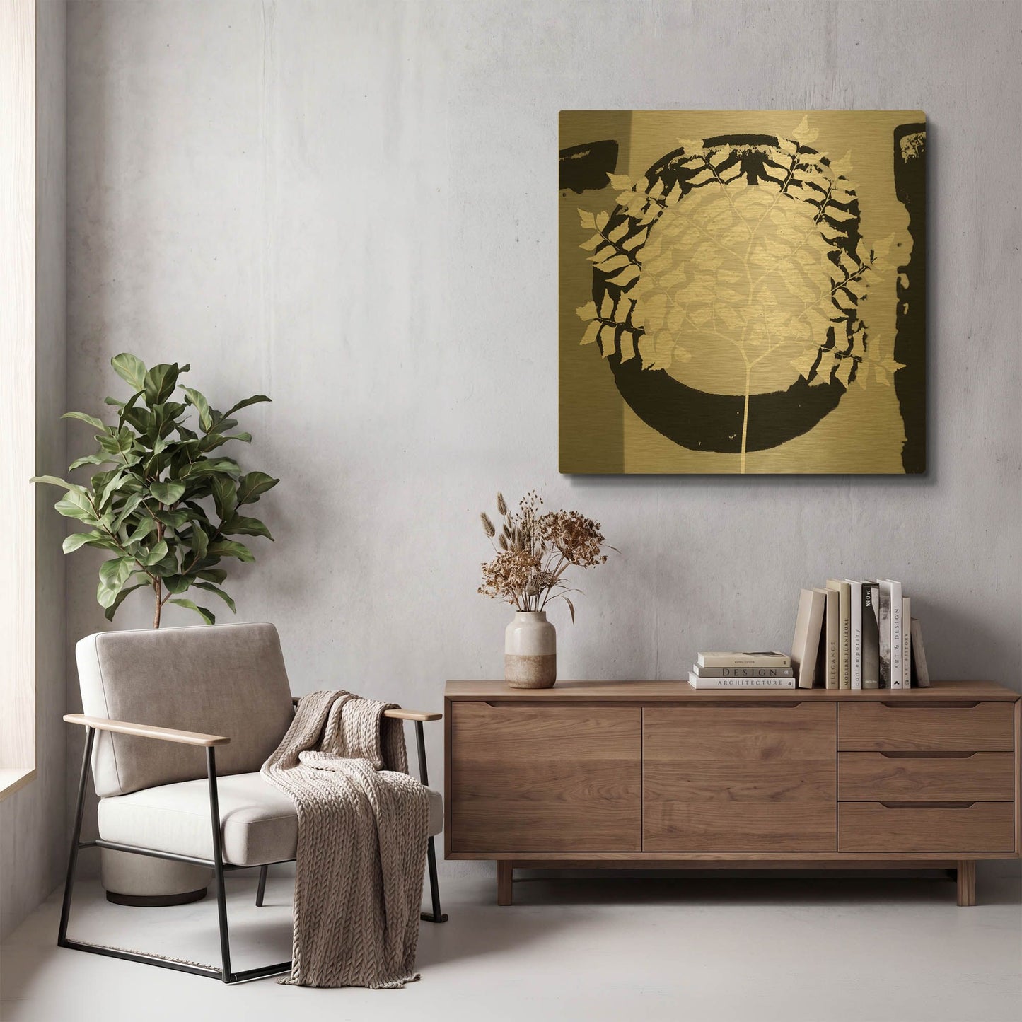 'Chalk Leaf 1' By Karen Smith Gold Metal Wall Art