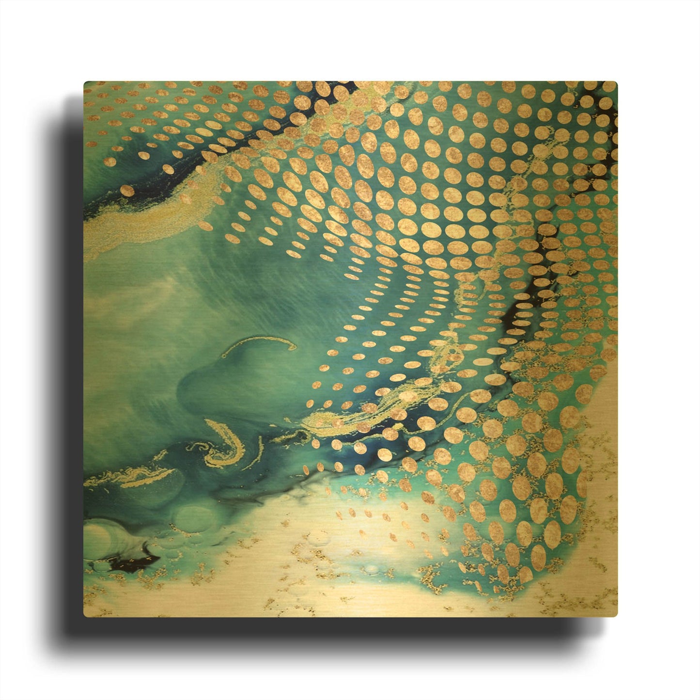 'Waves and Dots 2' By Karen Smith Gold Metal Wall Art