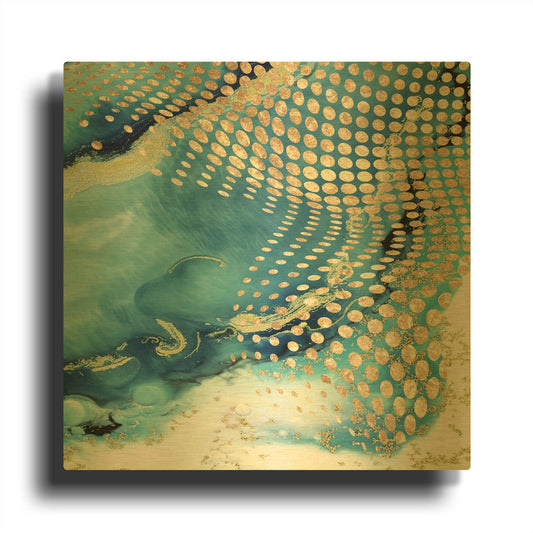 'Waves and Dots 2' By Karen Smith Gold Metal Wall Art