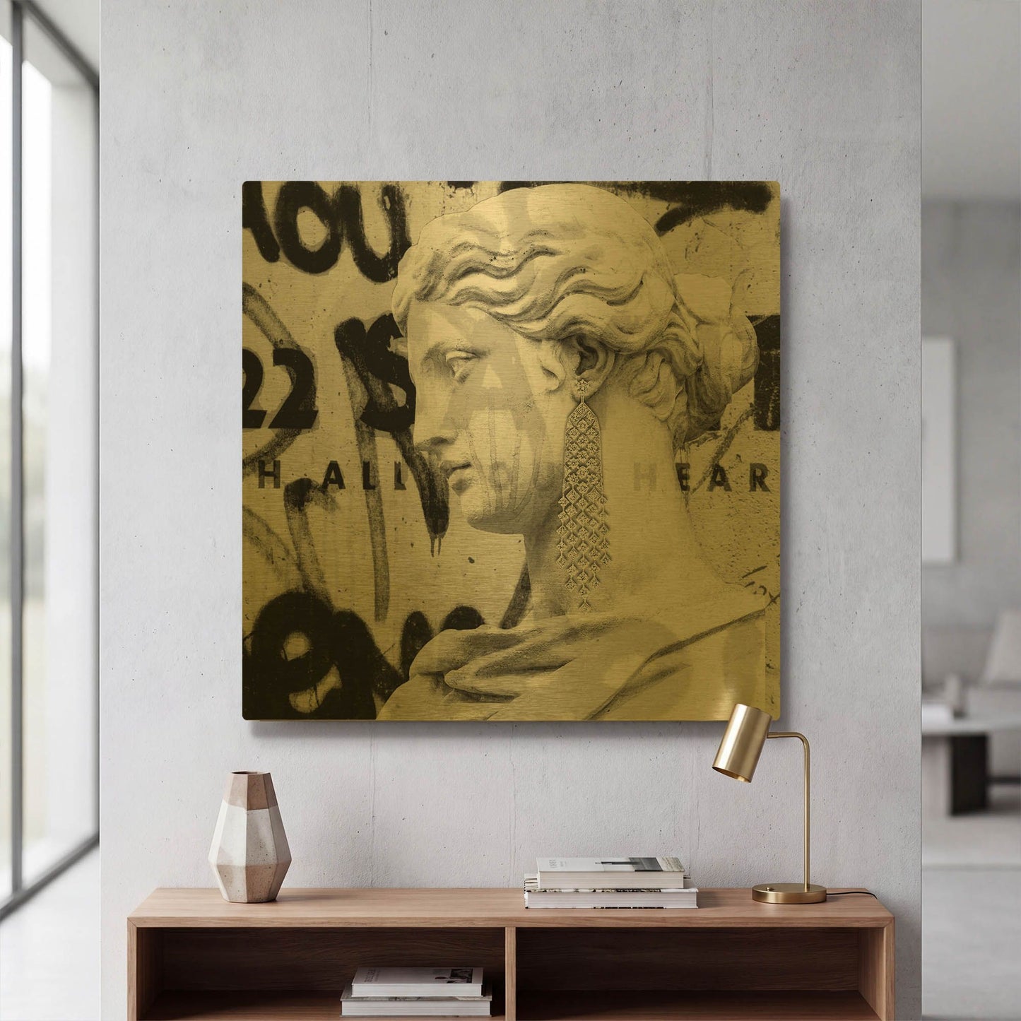 'Graffiti Bust 1' By Karen Smith Gold Metal Wall Art
