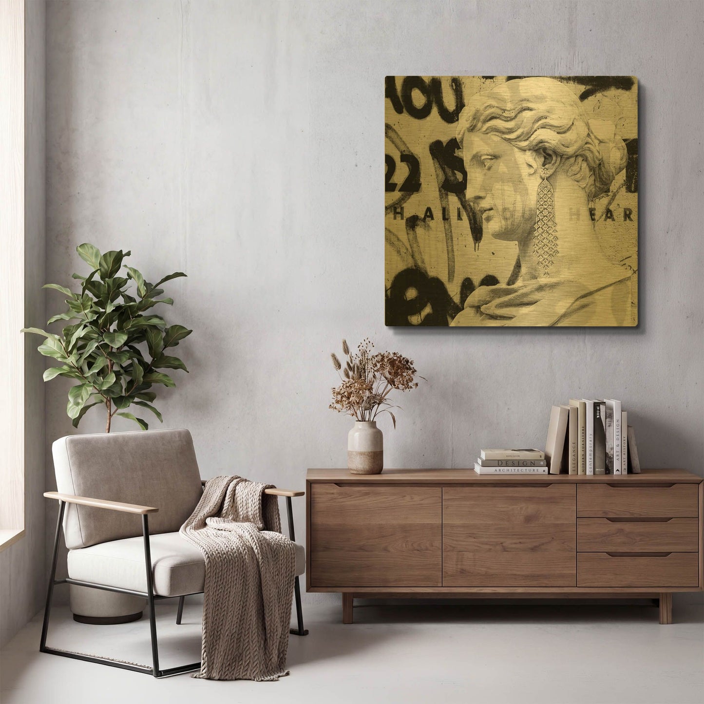 'Graffiti Bust 1' By Karen Smith Gold Metal Wall Art