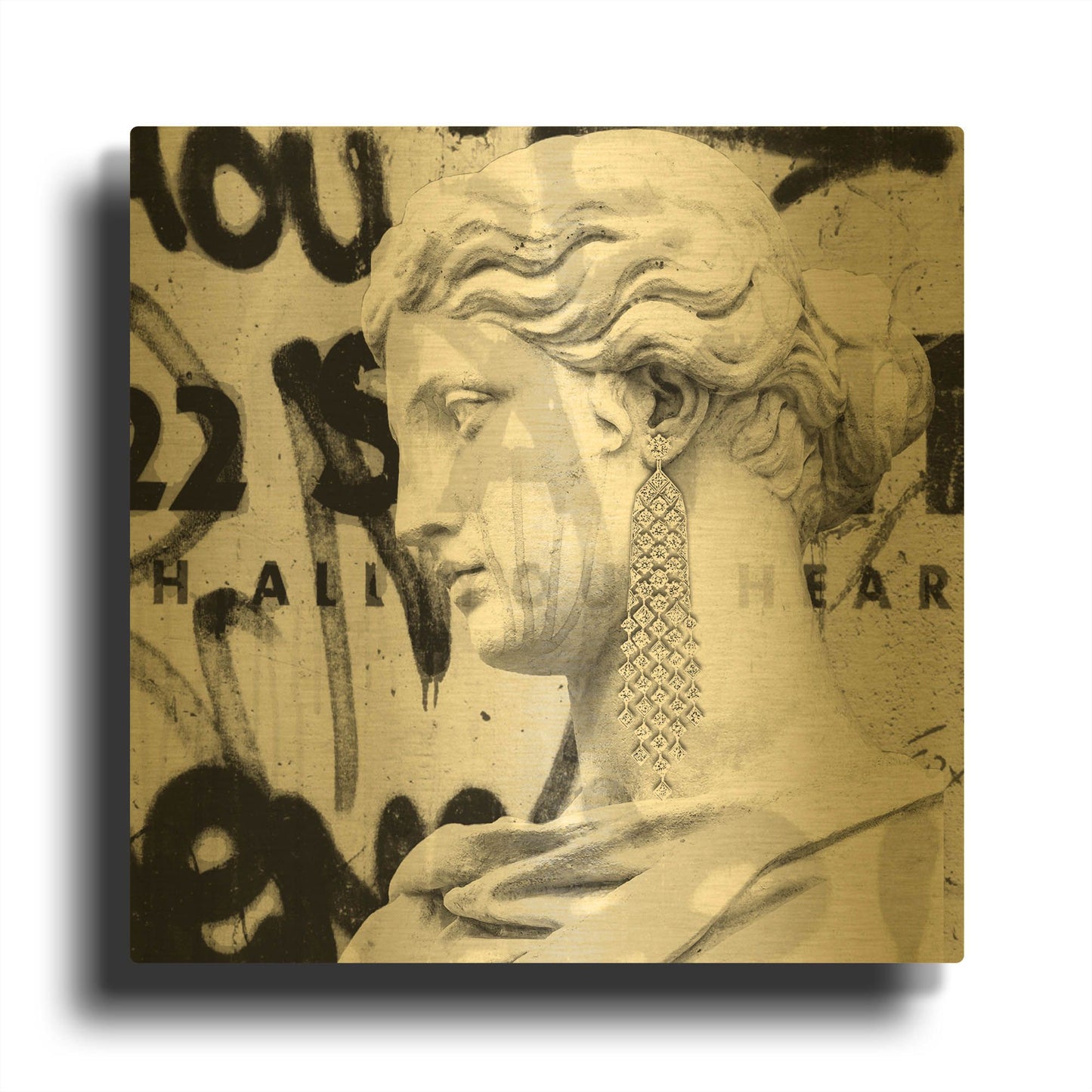 'Graffiti Bust 1' By Karen Smith Gold Metal Wall Art