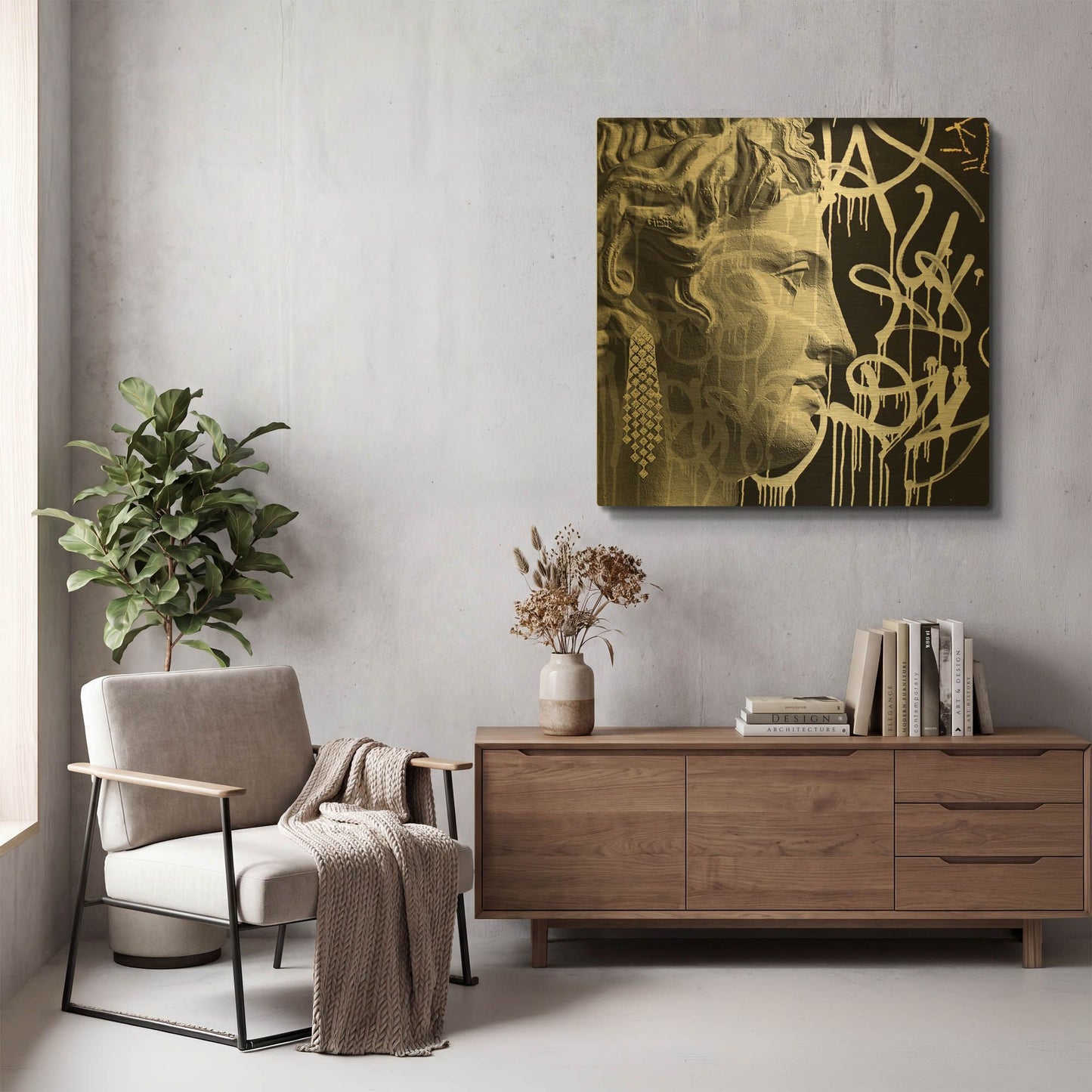 'Graffiti Bust 2' By Karen Smith Gold Metal Wall Art