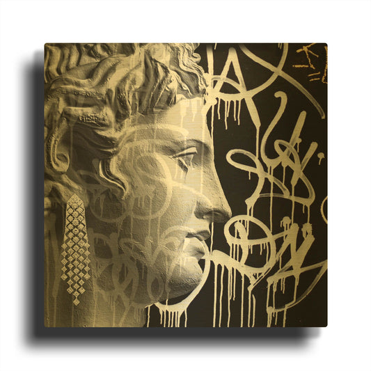 'Graffiti Bust 2' By Karen Smith Gold Metal Wall Art