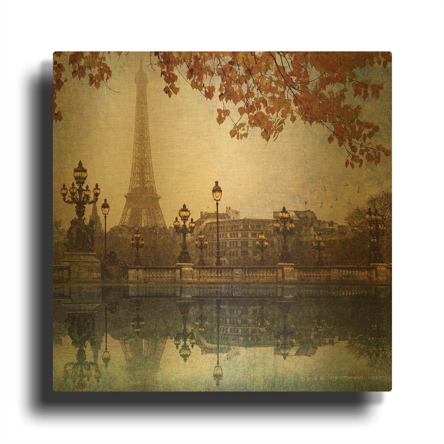 'Eiffel Tower' By Chris Vest Gold Metal Wall Art