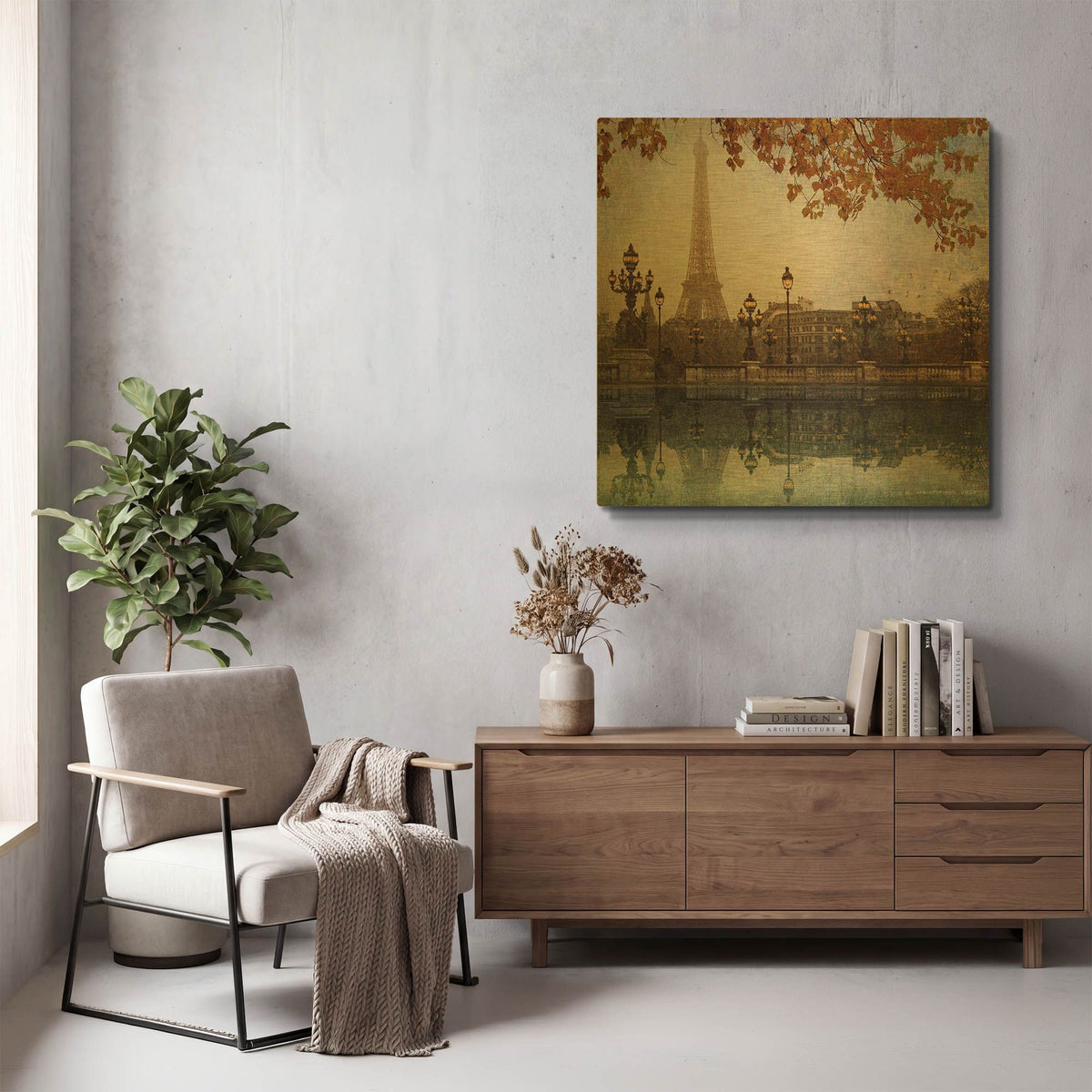 'Eiffel Tower' By Chris Vest Gold Metal Wall Art