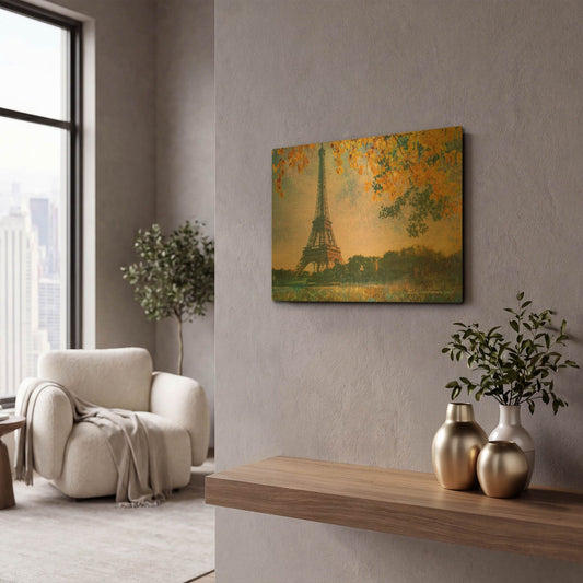 'Eiffel Park Sunrise' By Chris Vest Gold Metal Wall Art