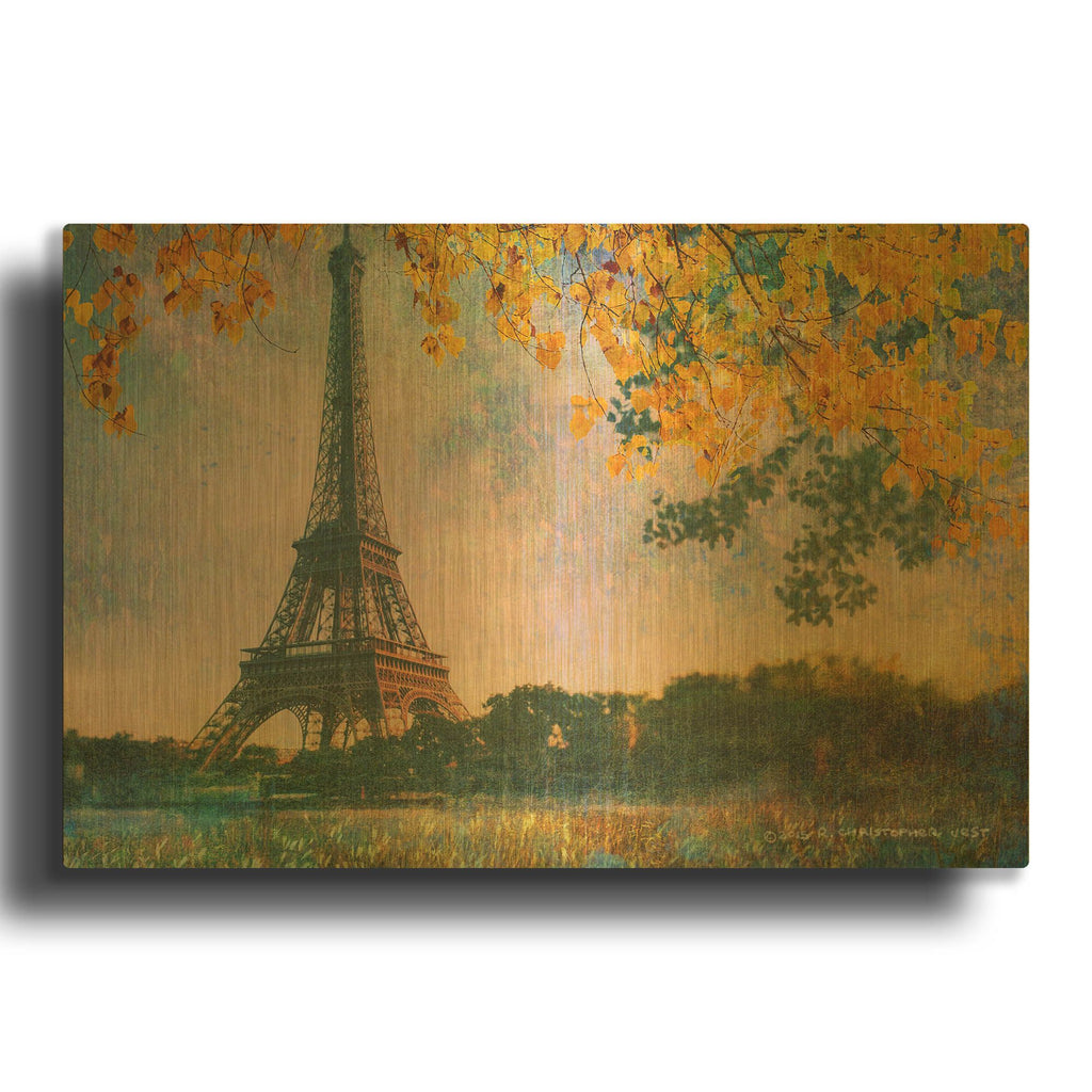 'Eiffel Park Sunrise' By Chris Vest Gold Metal Wall Art