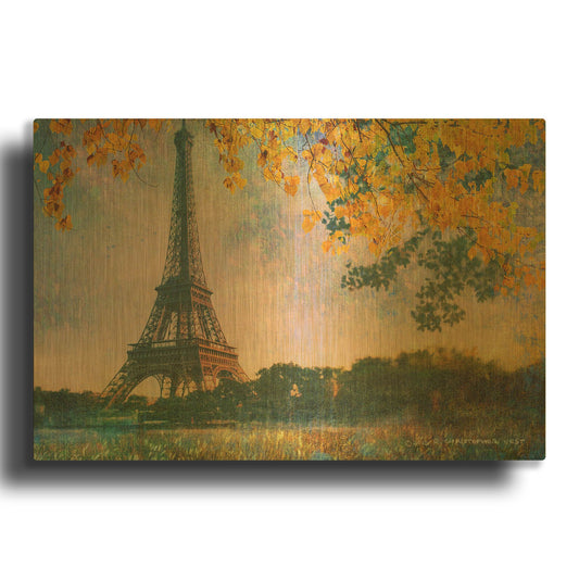 'Eiffel Park Sunrise' By Chris Vest Gold Metal Wall Art