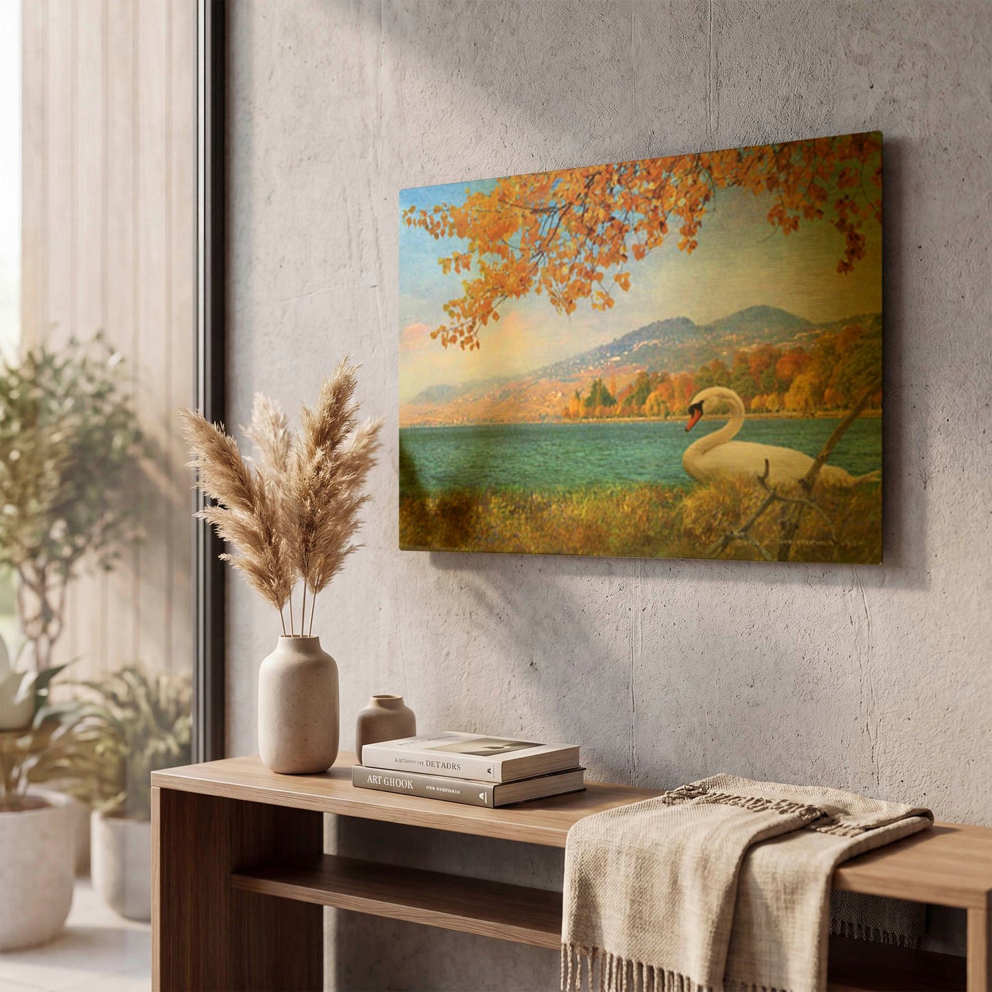 'Swan By Lac Leman' By Chris Vest Gold Metal Wall Art