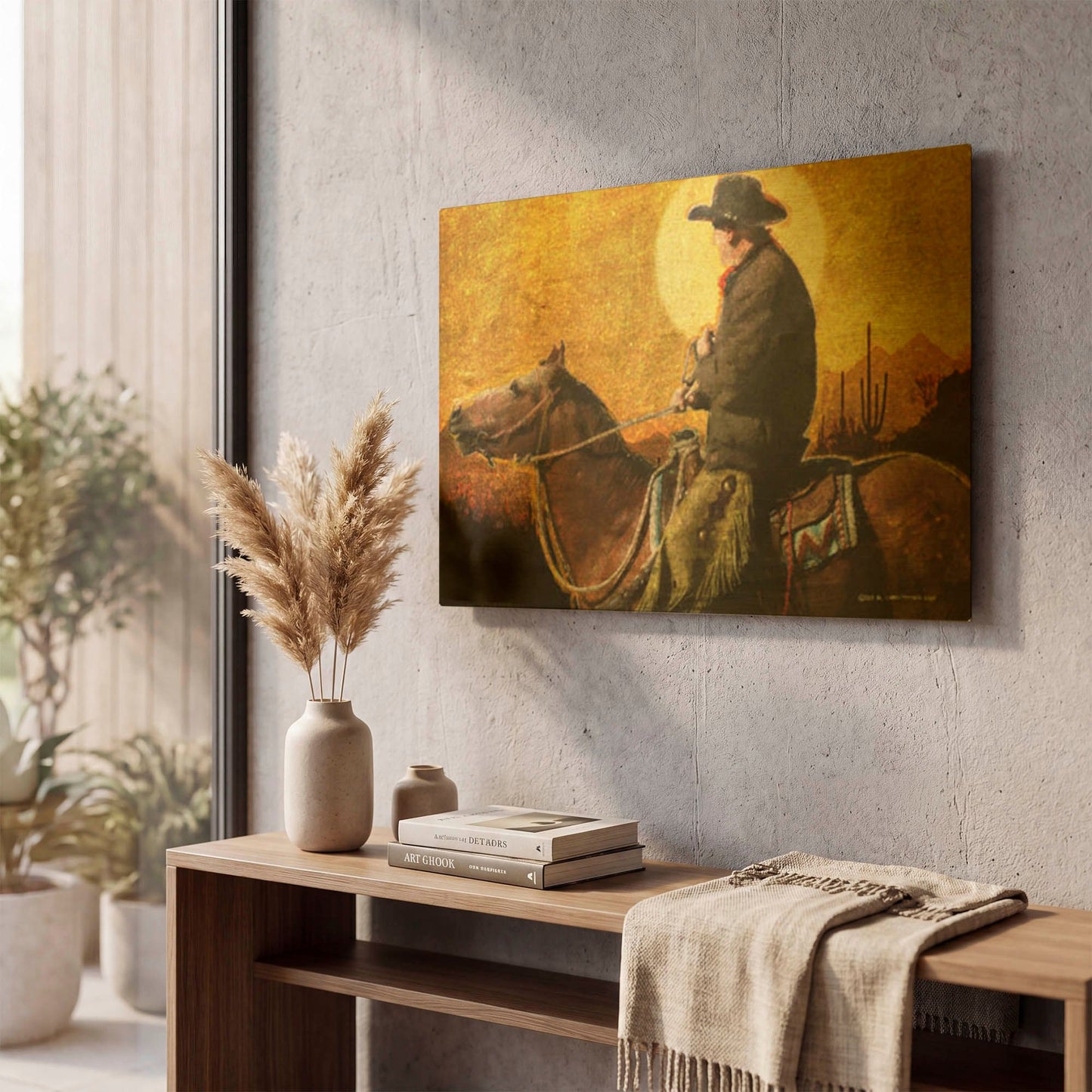 'Rough Trail Cowboy' By Chris Vest Gold Metal Wall Art