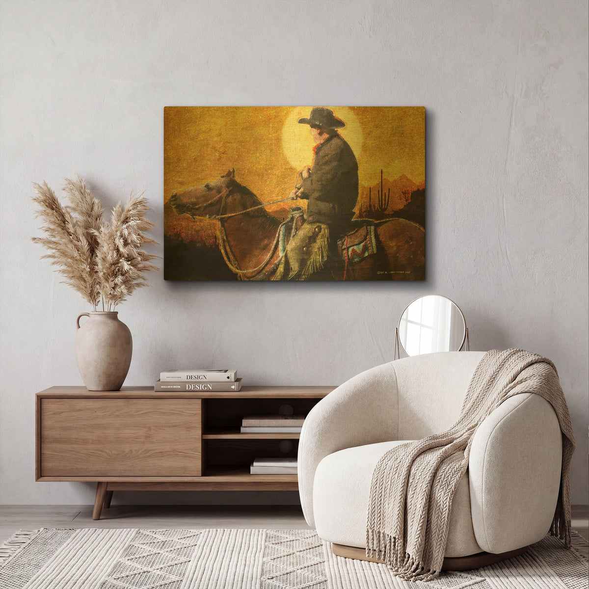 'Rough Trail Cowboy' By Chris Vest Gold Metal Wall Art
