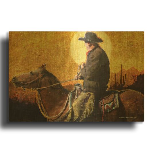 'Rough Trail Cowboy' By Chris Vest Gold Metal Wall Art